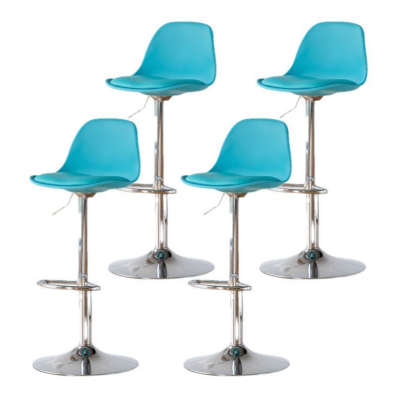 Living Room Nordic Liftable Barstool Leather Bar Stool with Silver Base