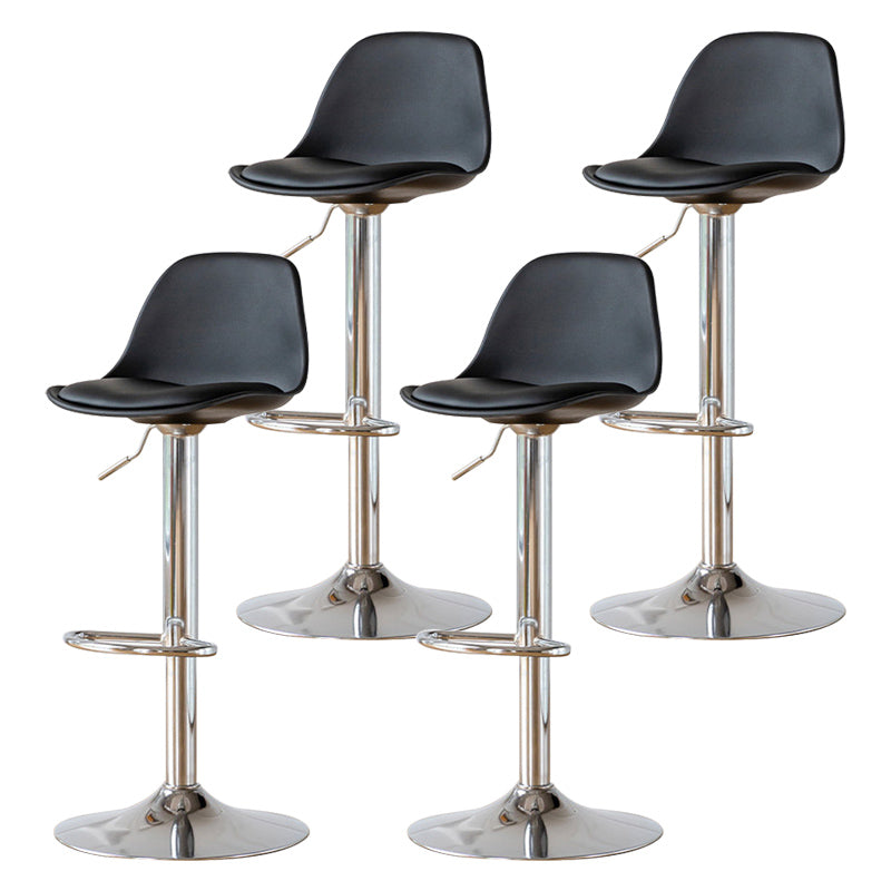 Living Room Nordic Liftable Barstool Leather Bar Stool with Silver Base