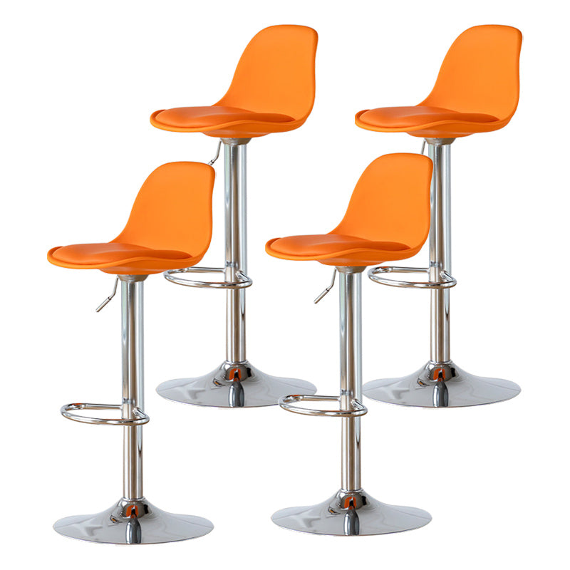 Living Room Nordic Liftable Barstool Leather Bar Stool with Silver Base