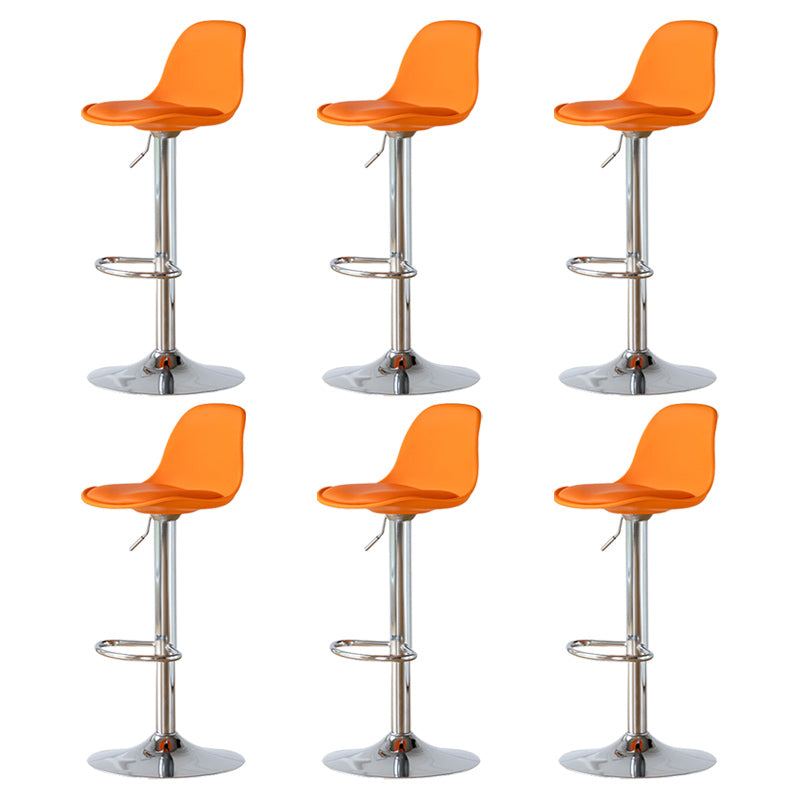 Living Room Nordic Liftable Barstool Leather Bar Stool with Silver Base