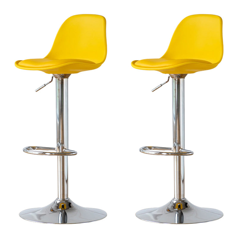 Living Room Nordic Liftable Barstool Leather Bar Stool with Silver Base