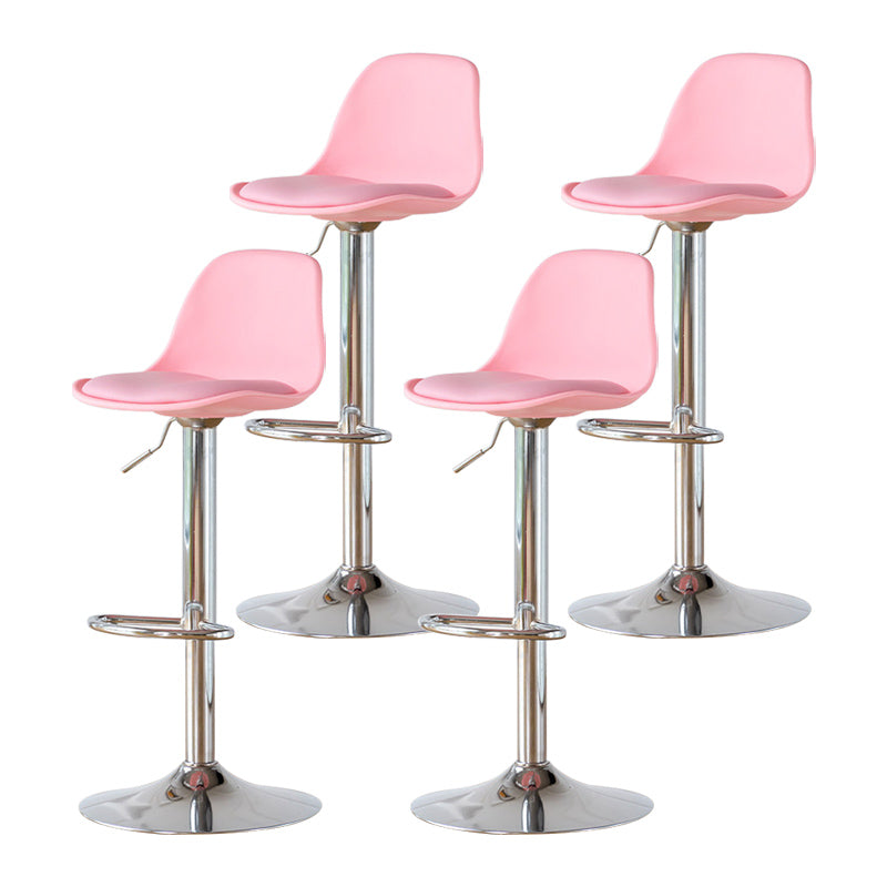 Living Room Nordic Liftable Barstool Leather Bar Stool with Silver Base