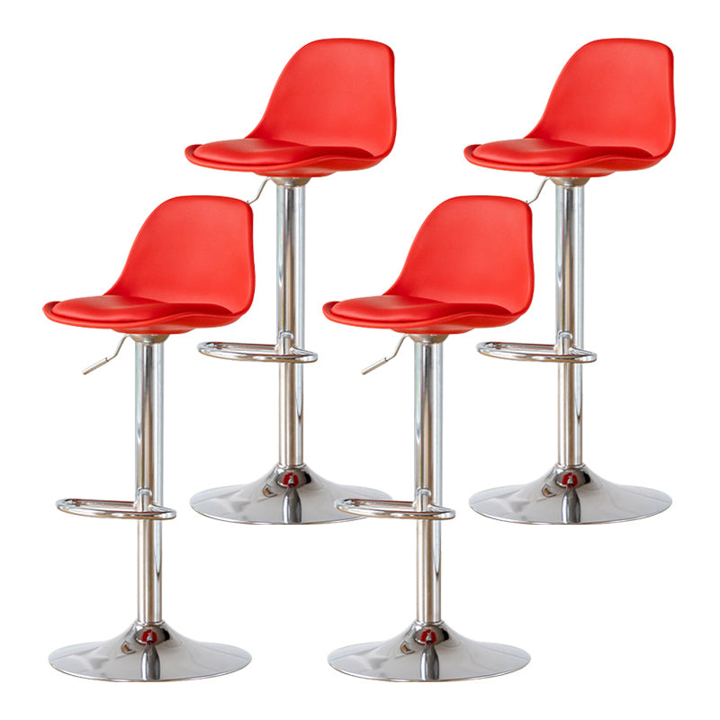 Living Room Nordic Liftable Barstool Leather Bar Stool with Silver Base