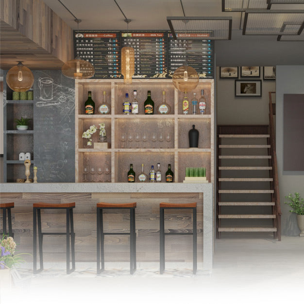 Industrial Wood Top Barstool Iron Sled Pedestal Bar Stool for Indoor