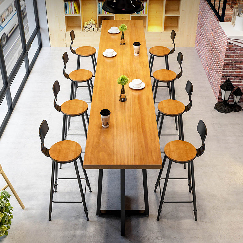 Industrial 1/9 Pieces Bar Table Set Rectangle Pine Wood Counter Table with High Stools