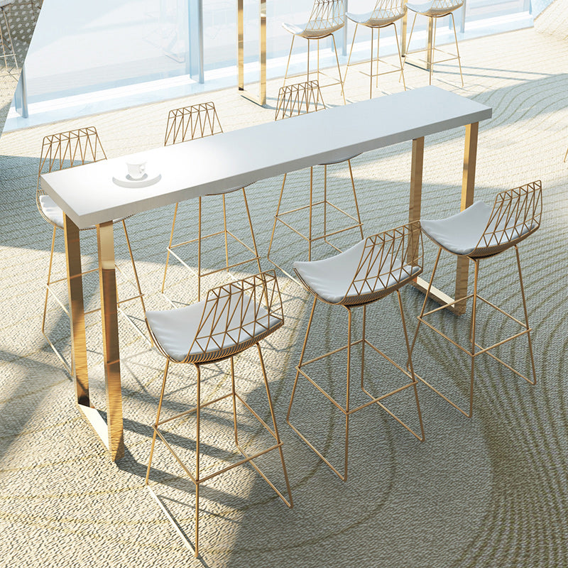 Glam 1/4/7 Pieces Bar Table Set Rectangle Stone Counter Table with High Stools