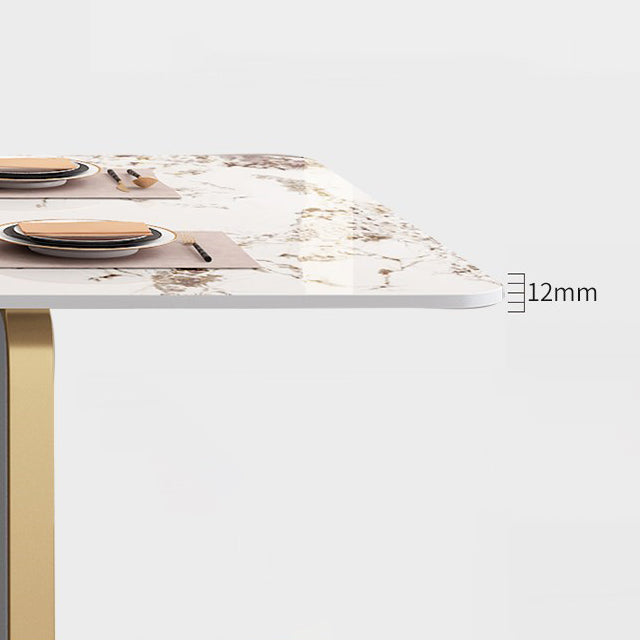 Traditional Luxury Dining Table Sintered Stone Rectangle Table with Gold Frame