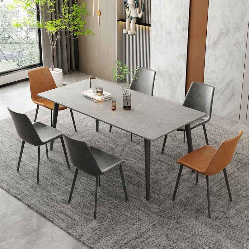 Rectangle Modern Stone Table Standard Height Table Dining with 4 Legs