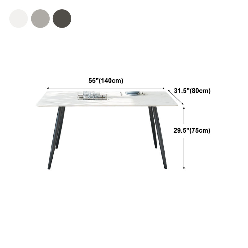 Rectangle Modern Stone Table Standard Height Table Dining with 4 Legs