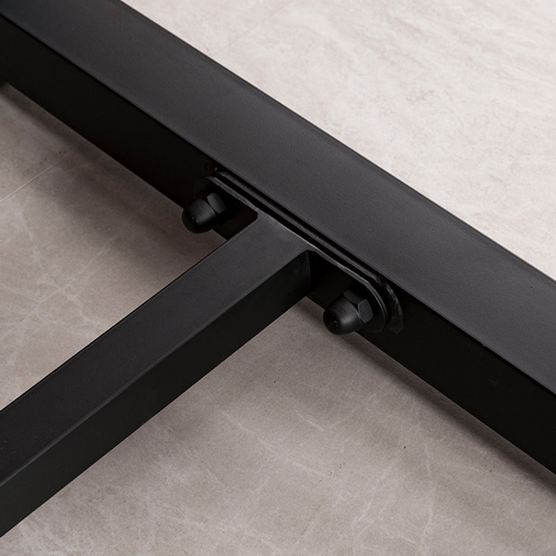 Solid Wood Dining Table Industrial Brown Top Dining Table with Black Frame