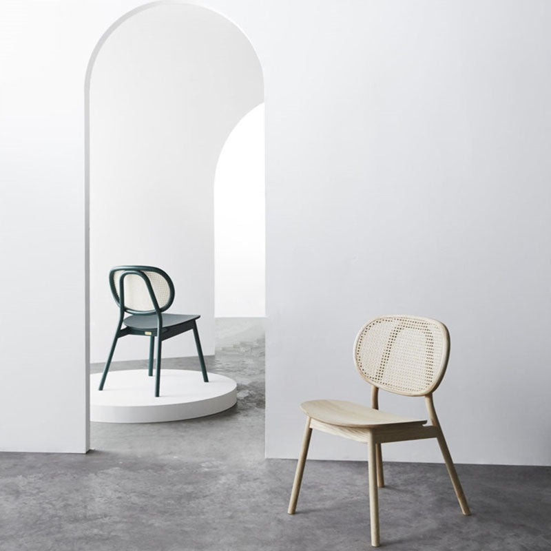 Contemporary Rattan Dining Chair Open Back Dining Side Furniture in Matte Finish