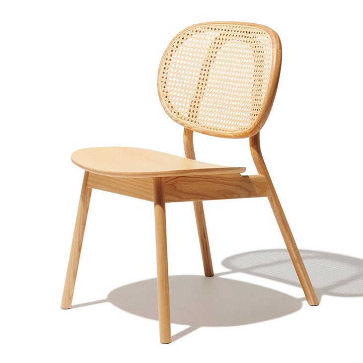 Contemporary Rattan Dining Chair Open Back Dining Side Furniture in Matte Finish