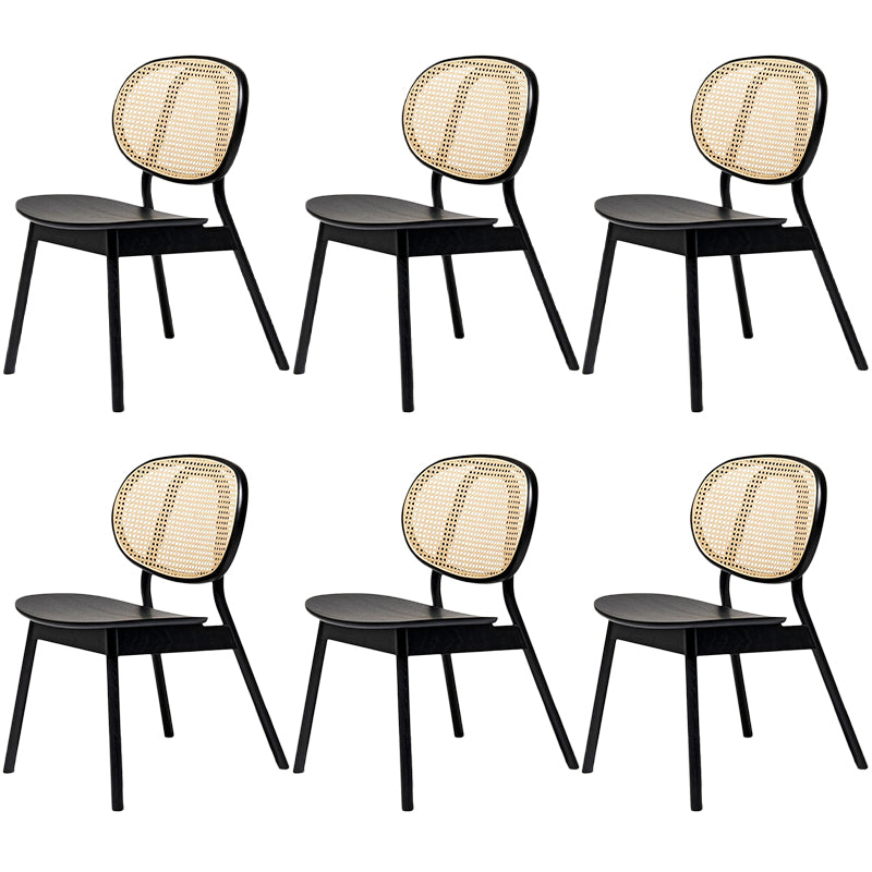 Contemporary Rattan Dining Chair Open Back Dining Side Furniture in Matte Finish