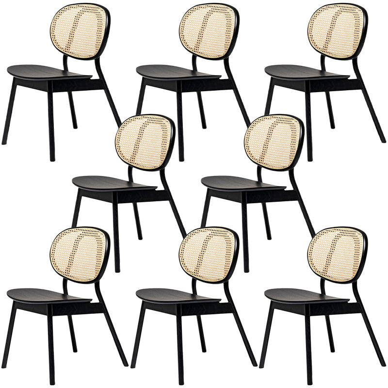 Contemporary Rattan Dining Chair Open Back Dining Side Furniture in Matte Finish
