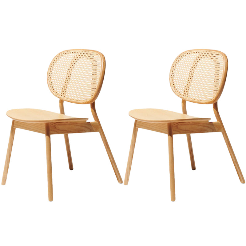 Contemporary Rattan Dining Chair Open Back Dining Side Furniture in Matte Finish