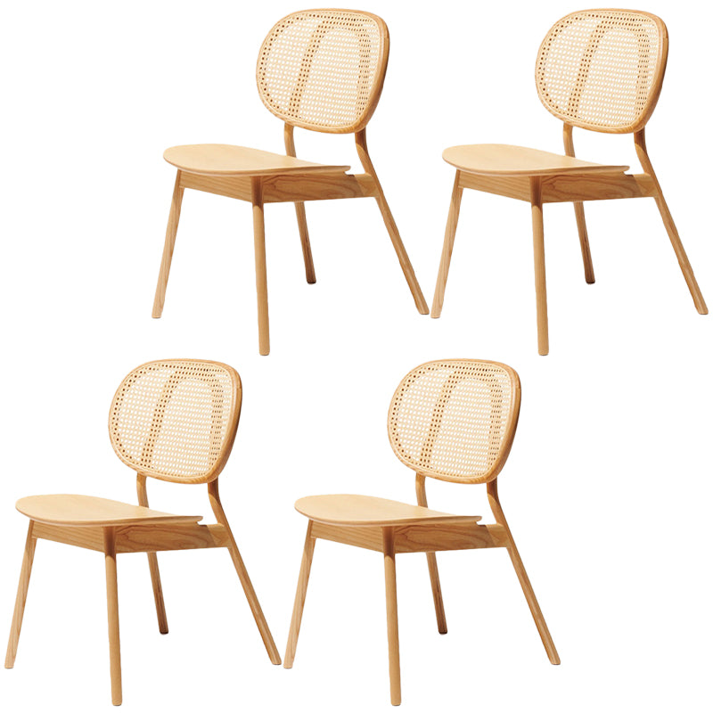 Contemporary Rattan Dining Chair Open Back Dining Side Furniture in Matte Finish