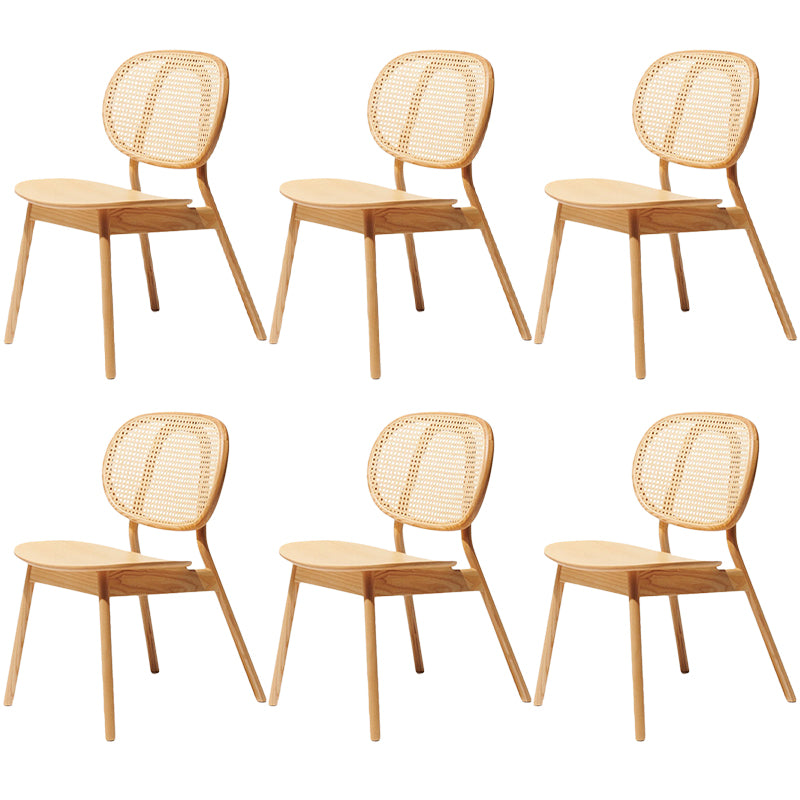 Contemporary Rattan Dining Chair Open Back Dining Side Furniture in Matte Finish