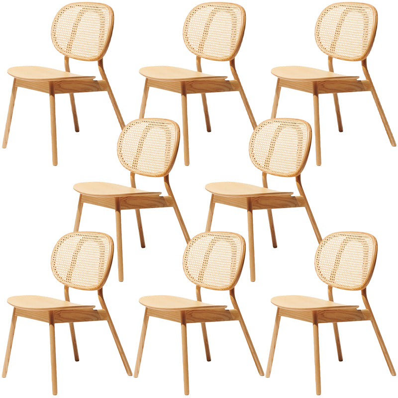 Contemporary Rattan Dining Chair Open Back Dining Side Furniture in Matte Finish