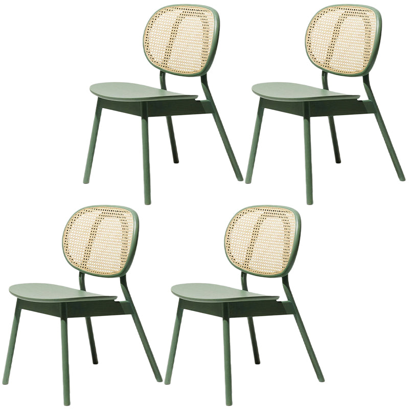 Contemporary Rattan Dining Chair Open Back Dining Side Furniture in Matte Finish