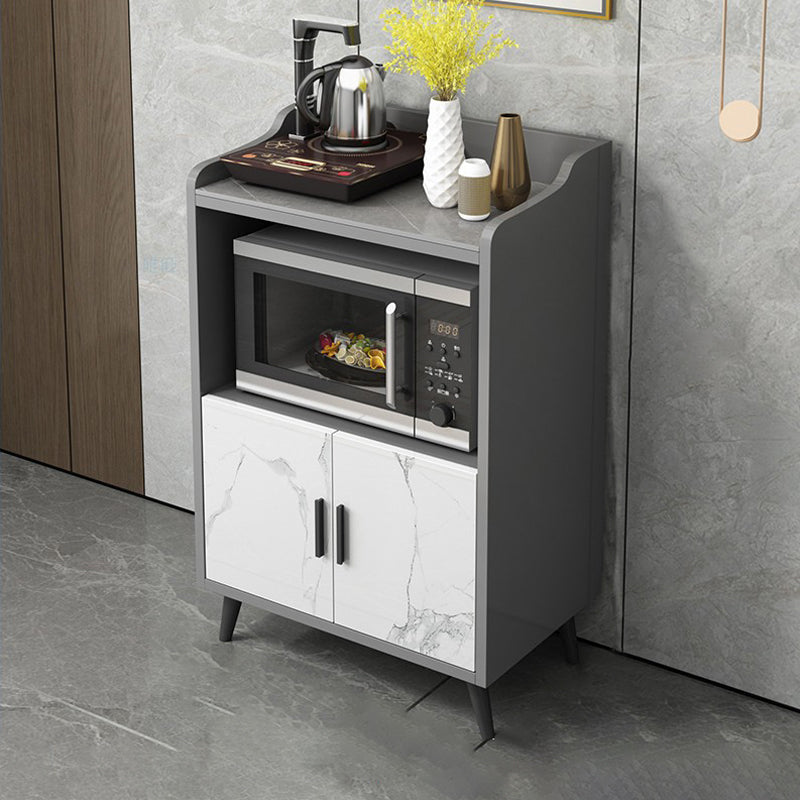 Modern Style Sideboard Imitation Wood Open Storage Sideboard with Doors