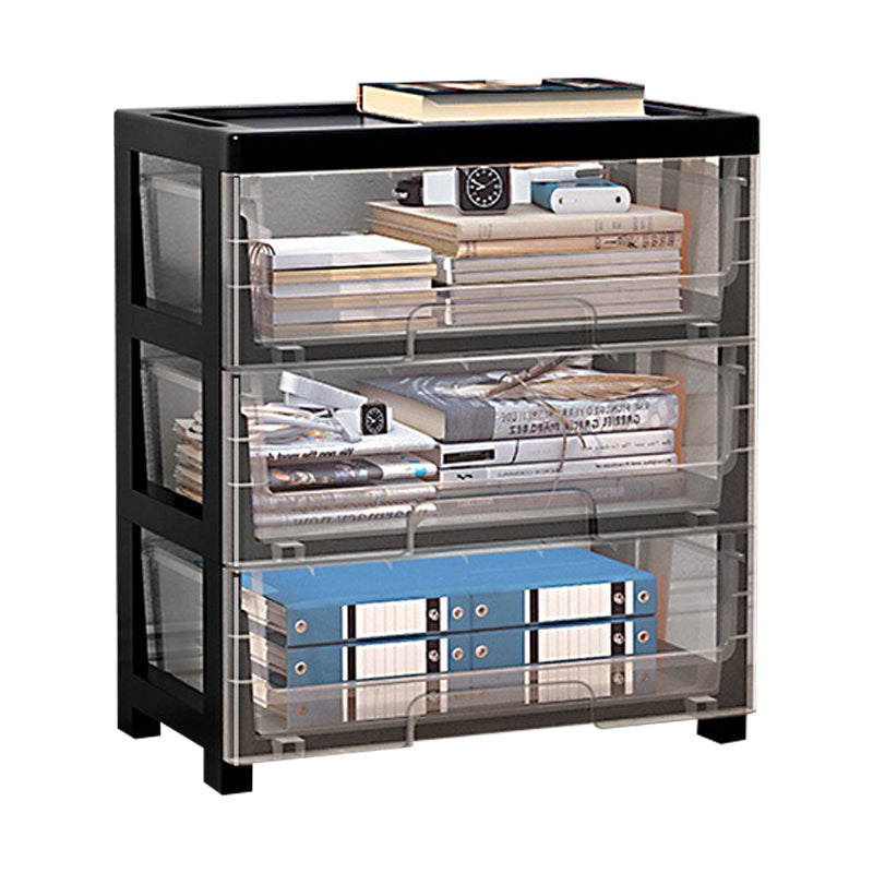 Modern Style Bookshelf in White and Black Color Plastic Bookcase for Office