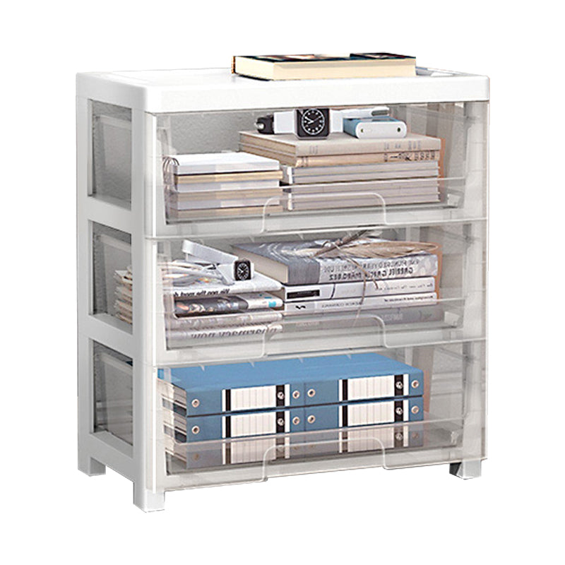 Modern Style Bookshelf in White and Black Color Plastic Bookcase for Office