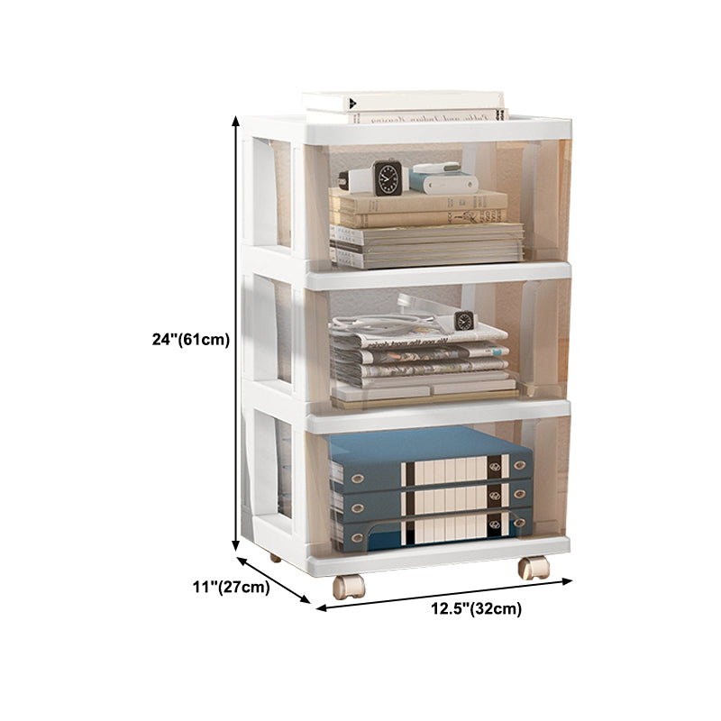Modern Style Bookshelf in White and Black Color Plastic Bookcase for Office