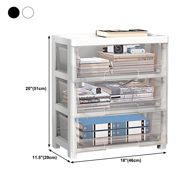 Modern Style Bookshelf in White and Black Color Plastic Bookcase for Office