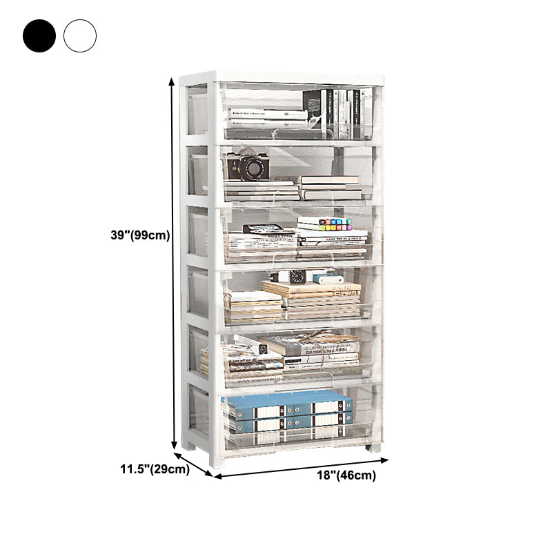 Modern Style Bookshelf in White and Black Color Plastic Bookcase for Office