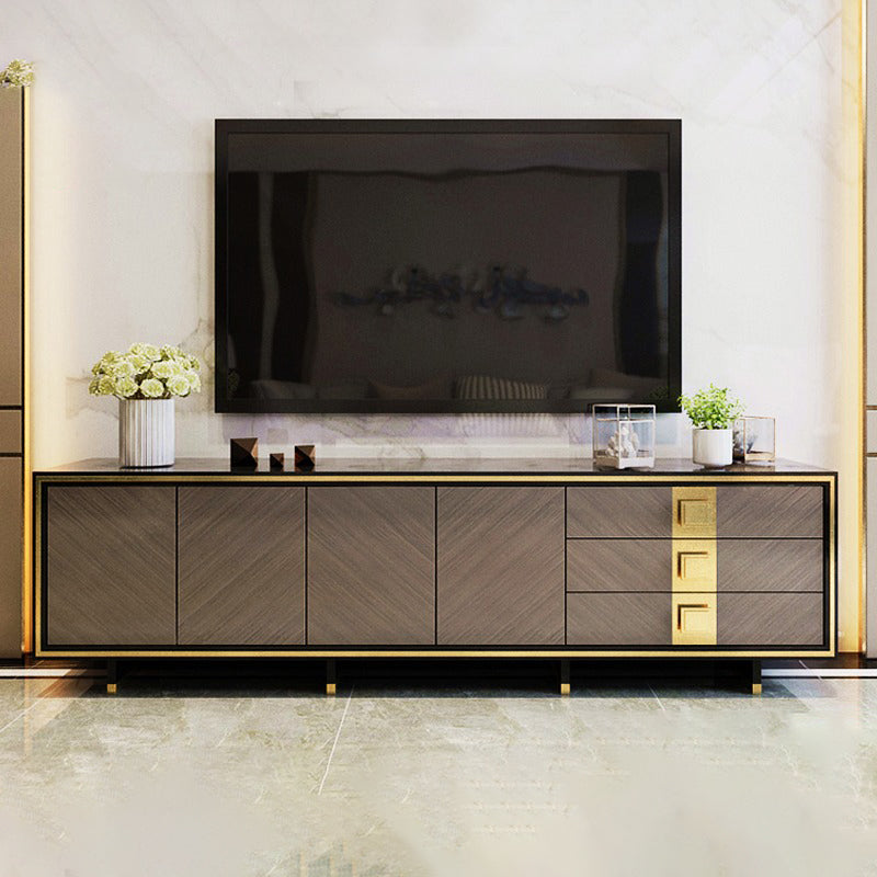 Luxury Black Enclosed TV Storage Home Rectangle Glass TV Cabinet