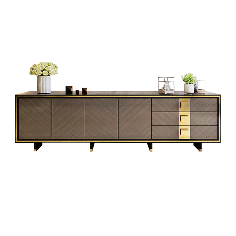 Luxury Black Enclosed TV Storage Home Rectangle Glass TV Cabinet