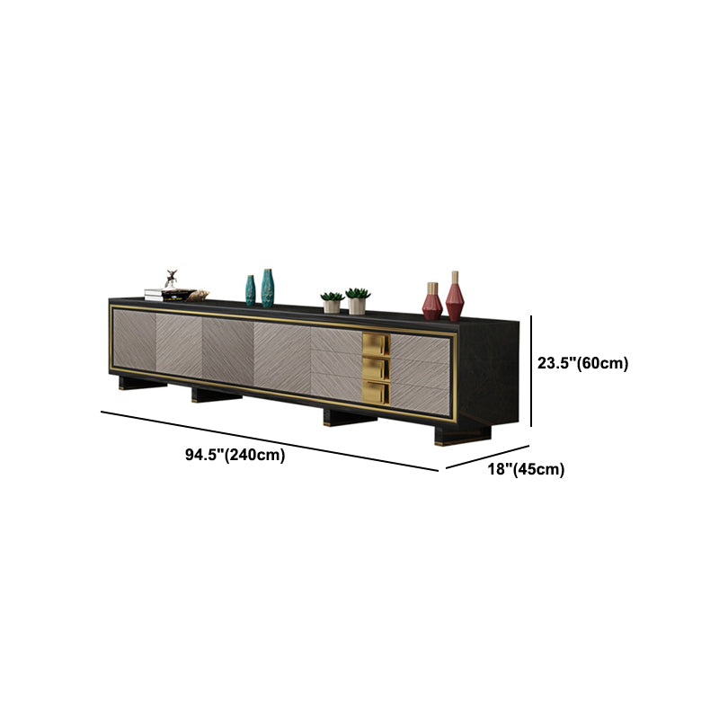 Luxury Black Enclosed TV Storage Home Rectangle Glass TV Cabinet