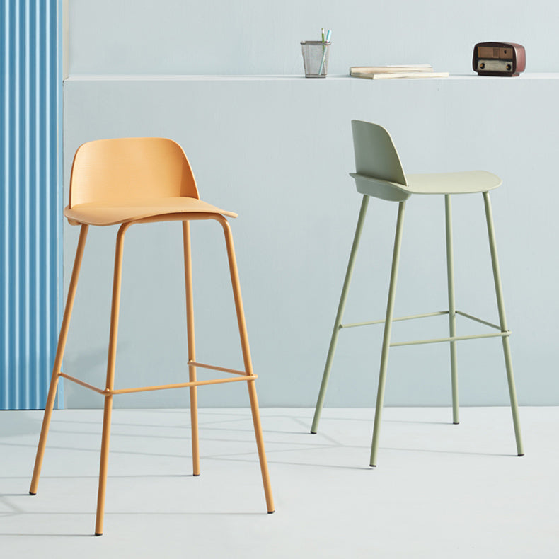 Nordic Style Plastic Barstool Colorful Iron Legs Bar Stool for Living Room