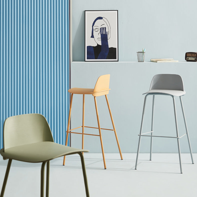 Nordic Style Plastic Barstool Colorful Iron Legs Bar Stool for Living Room