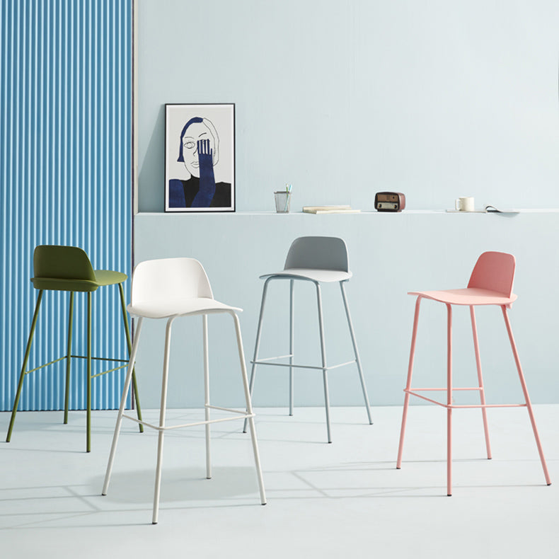 Nordic Style Plastic Barstool Colorful Iron Legs Bar Stool for Living Room