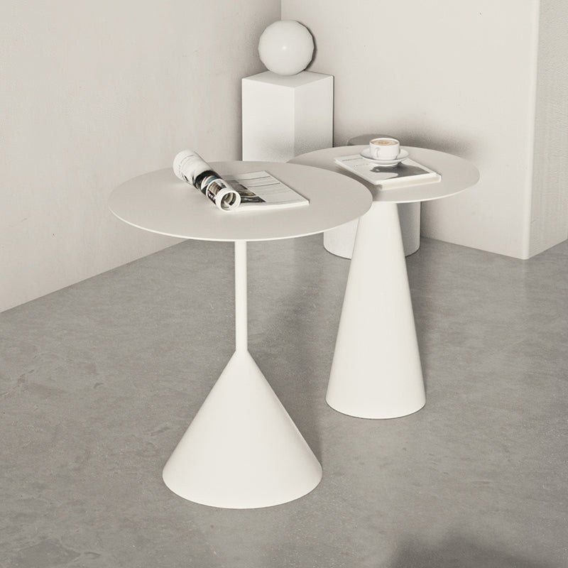 Mid-Century Modern Black/White Cocktail Table Round Coffee Table