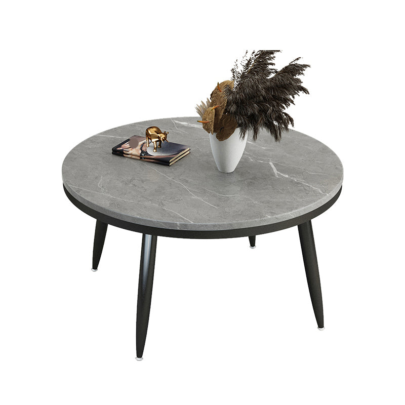 Glam Slate and Metal Coffee Table 4 Legs Round Cocktail Table