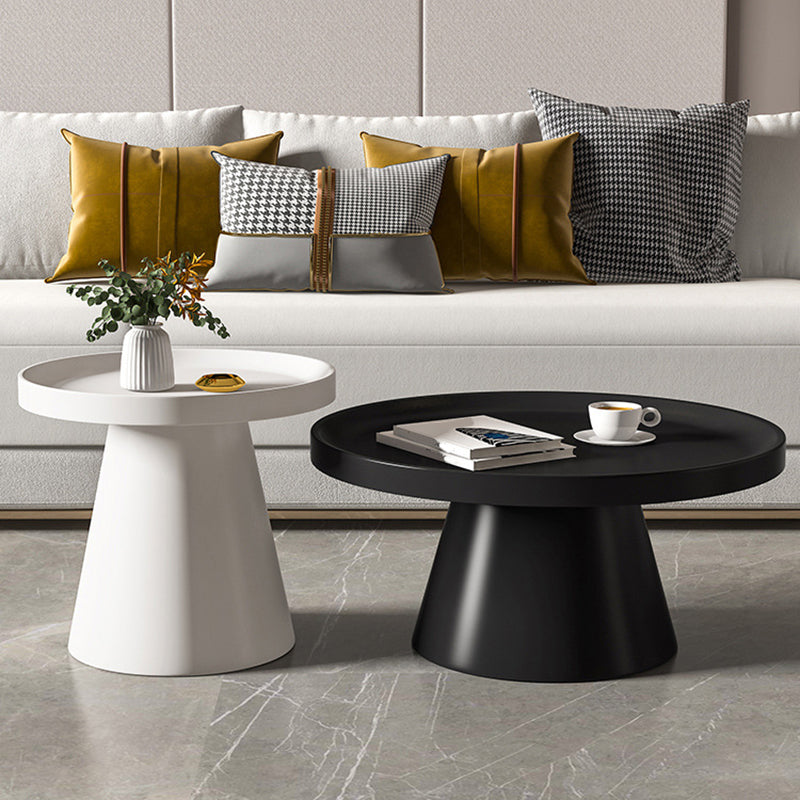 Round Tray Top Coffee Table Metal Black/White Cocktail Table