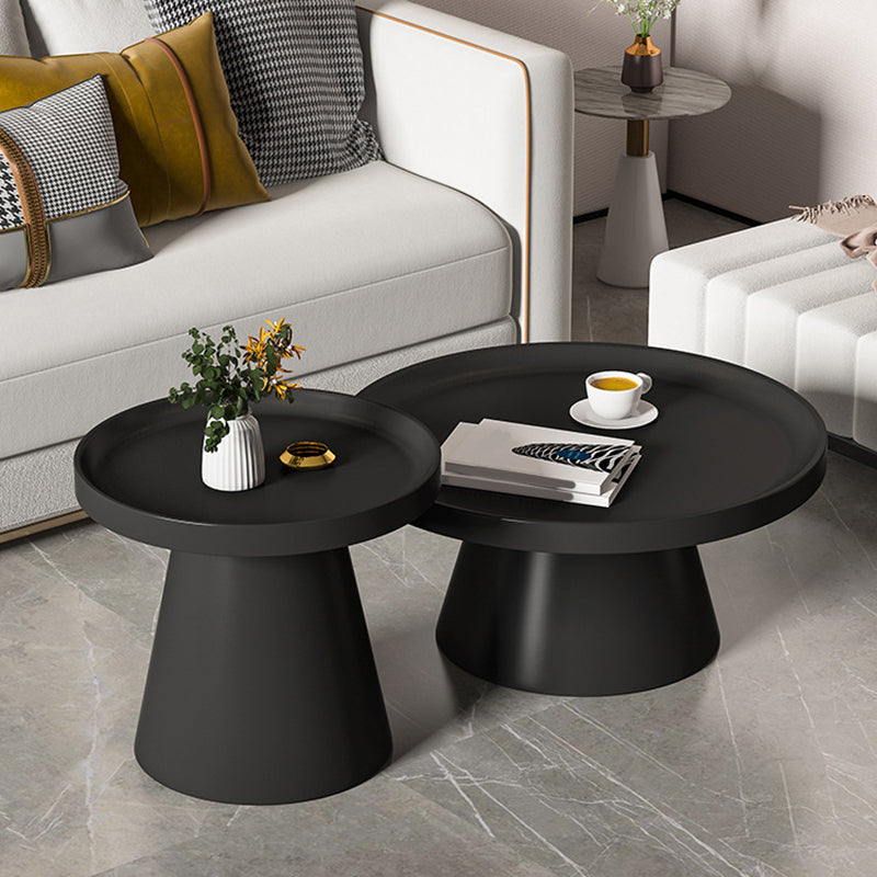 Round Tray Top Coffee Table Metal Black/White Cocktail Table