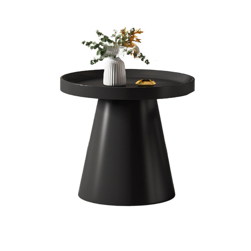 Round Tray Top Coffee Table Metal Black/White Cocktail Table