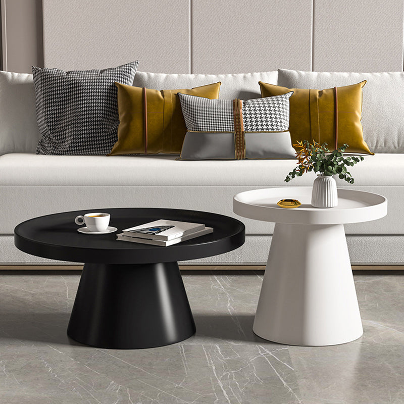Round Tray Top Coffee Table Metal Black/White Cocktail Table