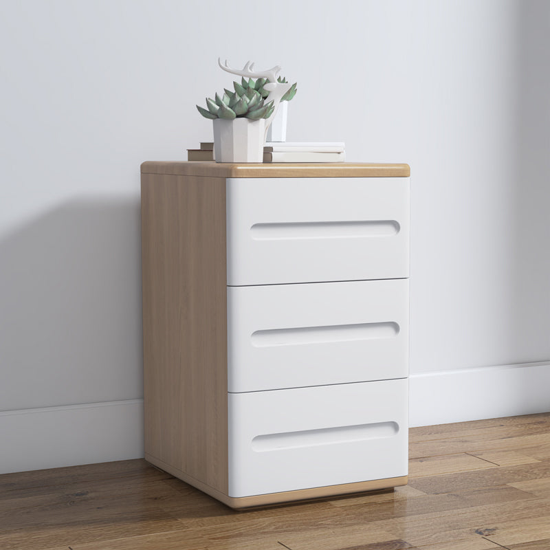 Wooden Nightstand 22.8"Tall 3 - Drawer Nightstand in Brown/ Natural / White