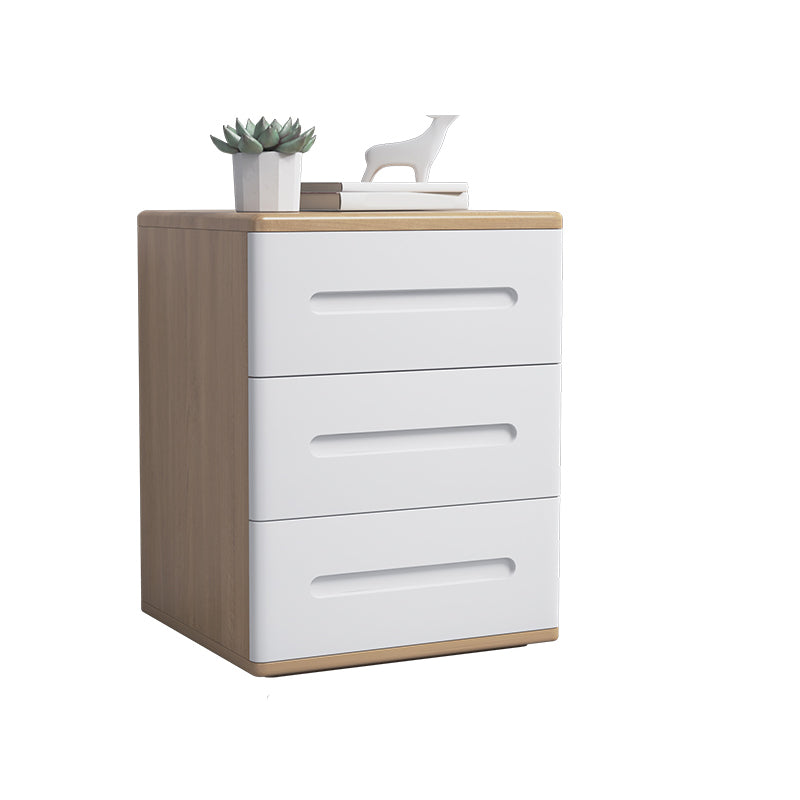 Wooden Nightstand 22.8"Tall 3 - Drawer Nightstand in Brown/ Natural / White