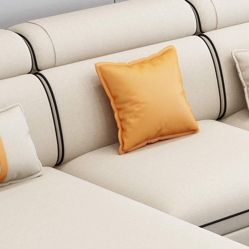 Faux Leather Cotton Blend Furniture Sectionals with Storage in Beige