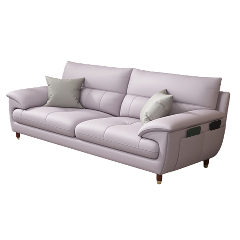Contemporary Genuine Leather Stain-Resistant Sectional Couch with Storage