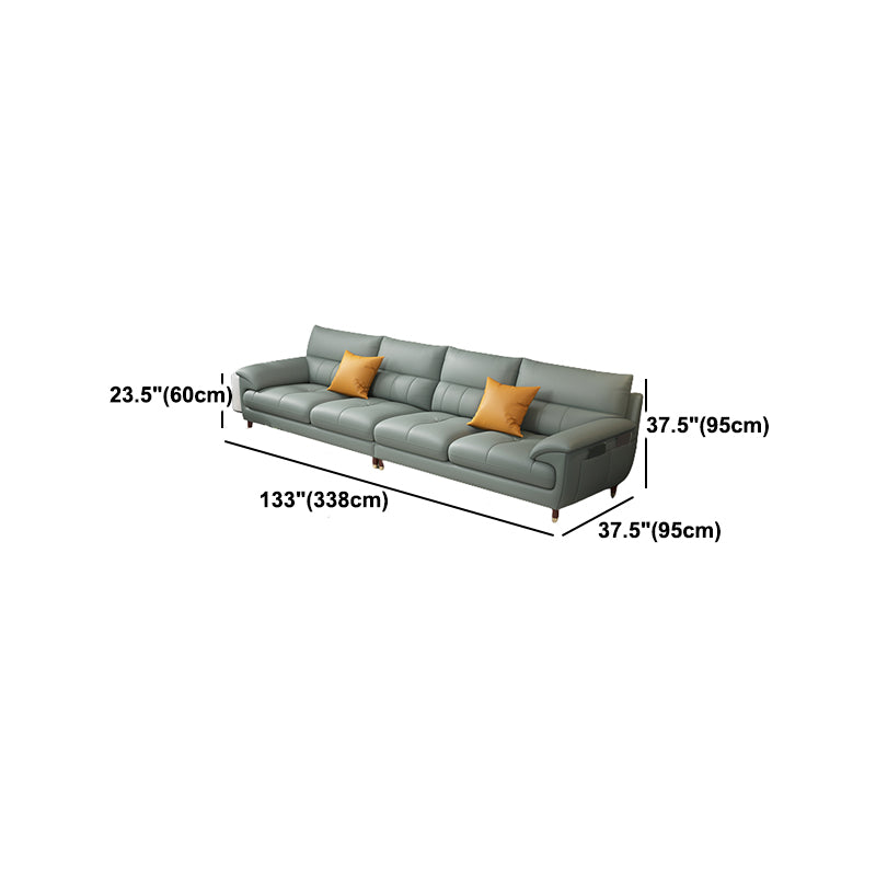 Contemporary Genuine Leather Stain-Resistant Sectional Couch with Storage