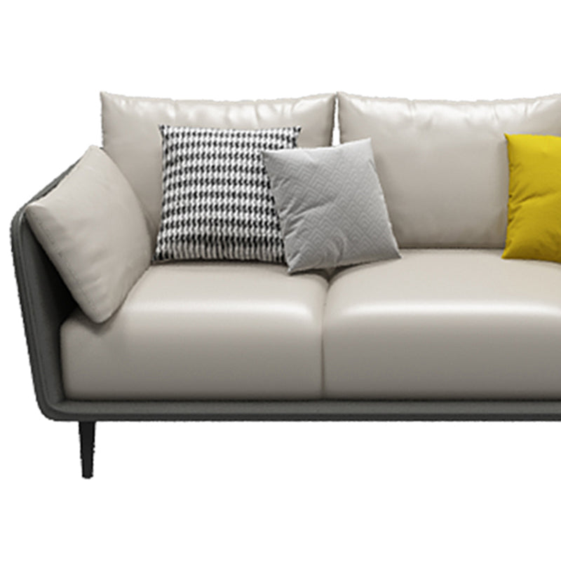 Stain Resistant Standard Faux Leather Square Arm Settee Couch with Pillows