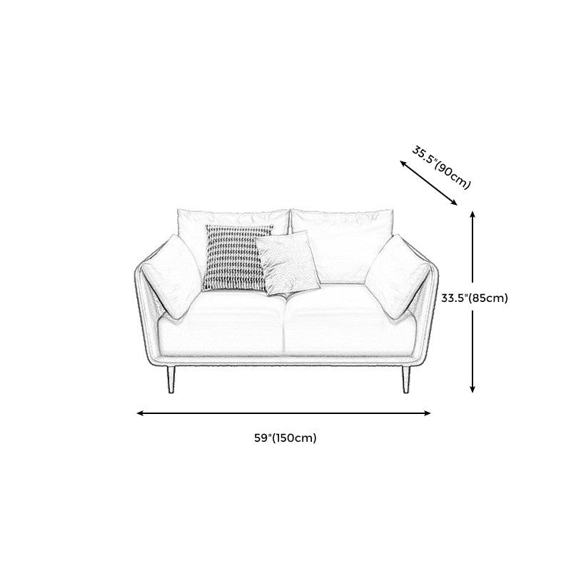 Stain Resistant Standard Faux Leather Square Arm Settee Couch with Pillows