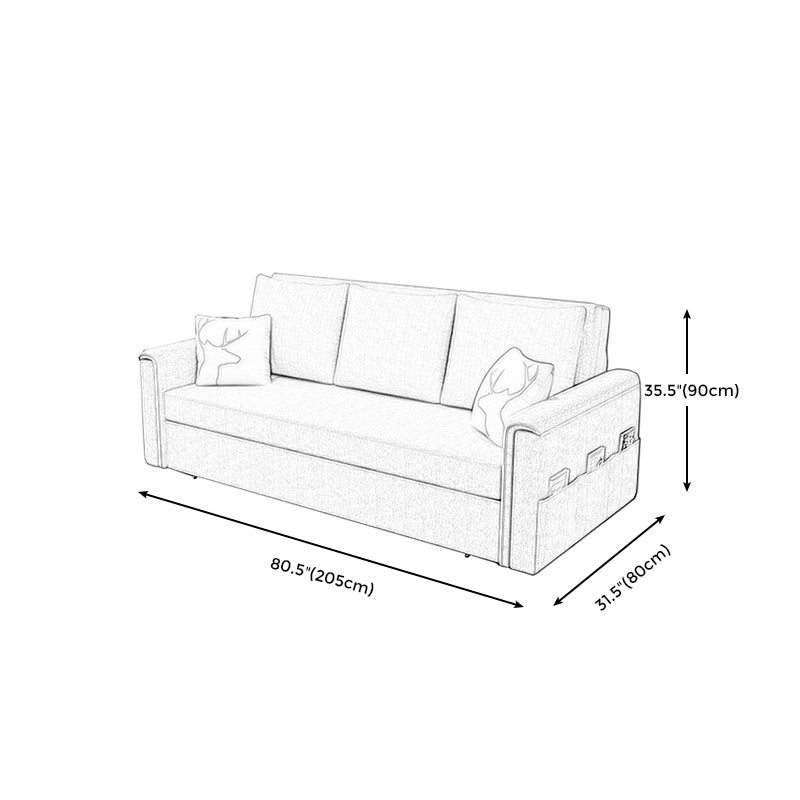 Flared Arm Modern Cotton Blend Settee Couch with Pillows with Storage