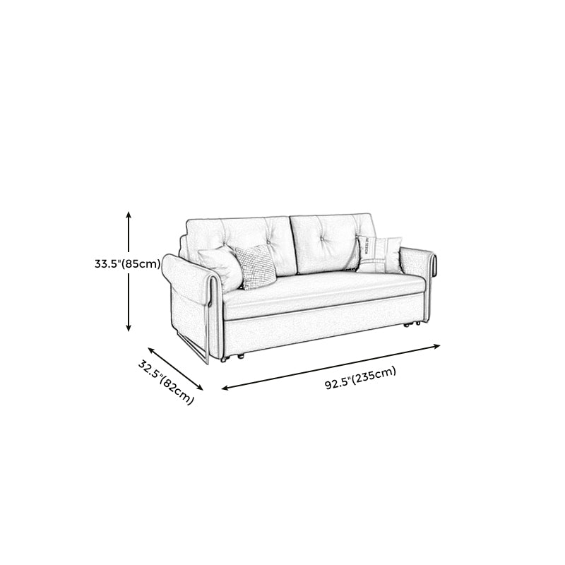 Convertible Flared Arm Faux Leather Settee Couch with Pillows with Storage